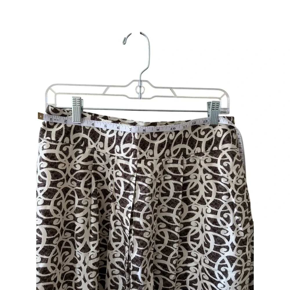 Merona Womens Brown Cream Geometric Scroll Print A-Line Skirt Size 4 Cotton Knee
